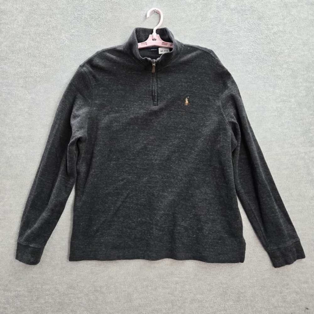Polo Ralph Lauren Men Sweatshirt XL‎ Charcoal Player Embroidery Estate Rib